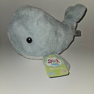 Spark Create Imagine Blue Whale Plush Rattle 9" Lovey Baby Toy Crinkle w/TAG